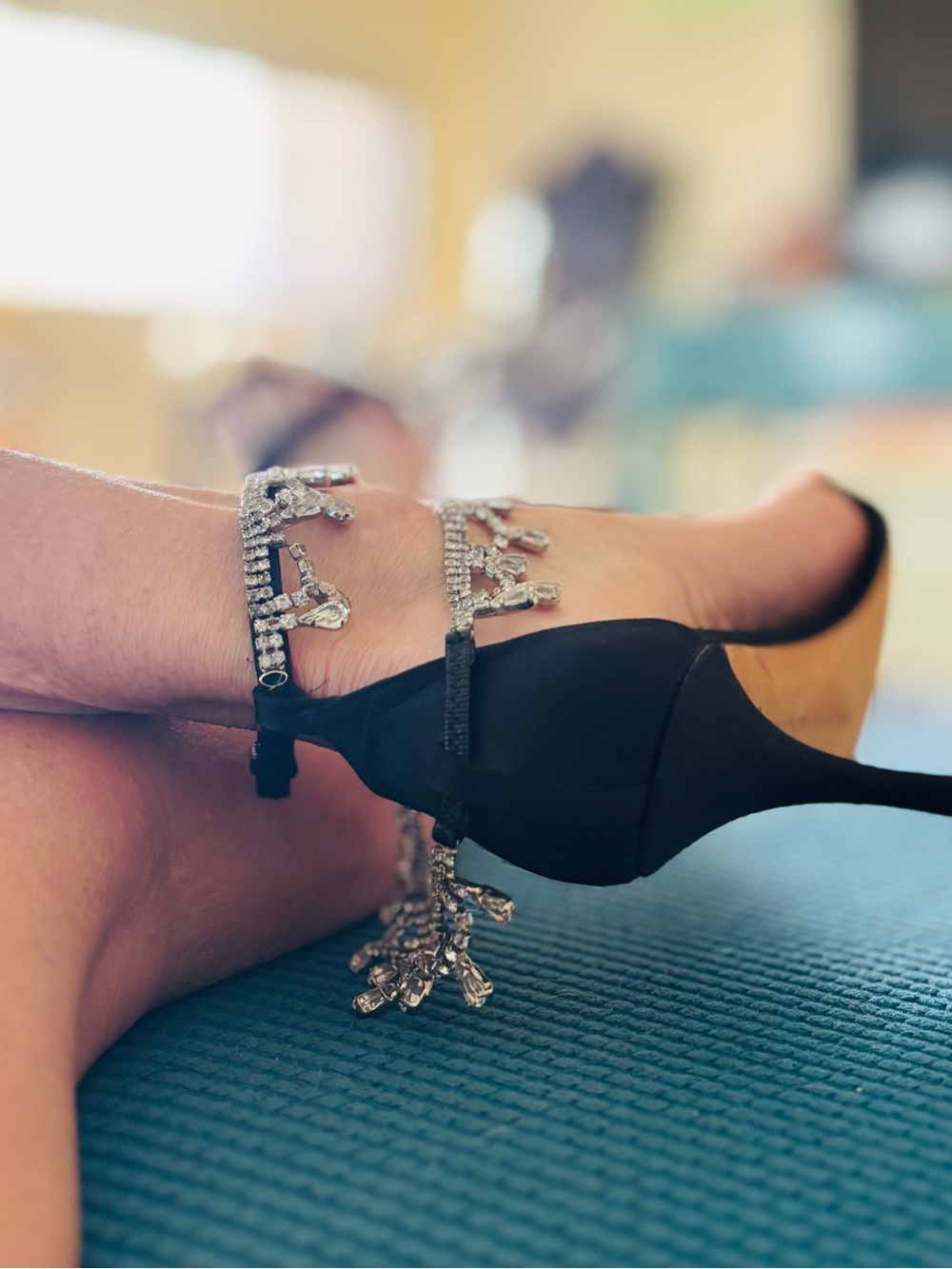Manolo Blahnik Y2K Black Stilettos with Crystal-Drop Anklets - Picture 9 of 15